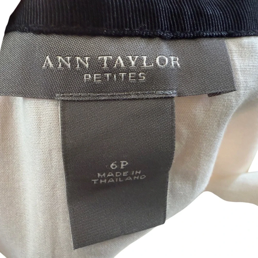 Ann Taylor‎ Petites Skirt 6P Black White Brushstroke A-Line Career Casual